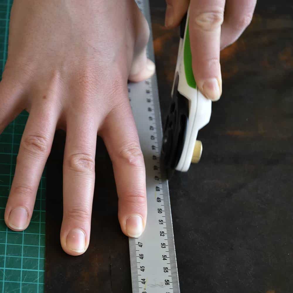 Cutting your pieces with a rollar blade.