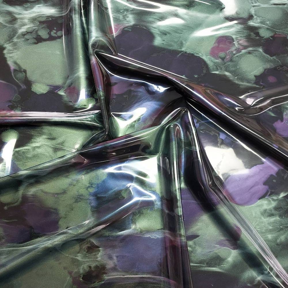 green and purple oil slick latex sheet
