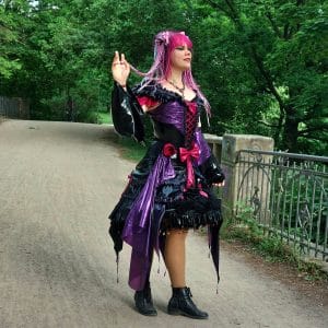 model showing a once in a lifetime by se'tyo latex dress