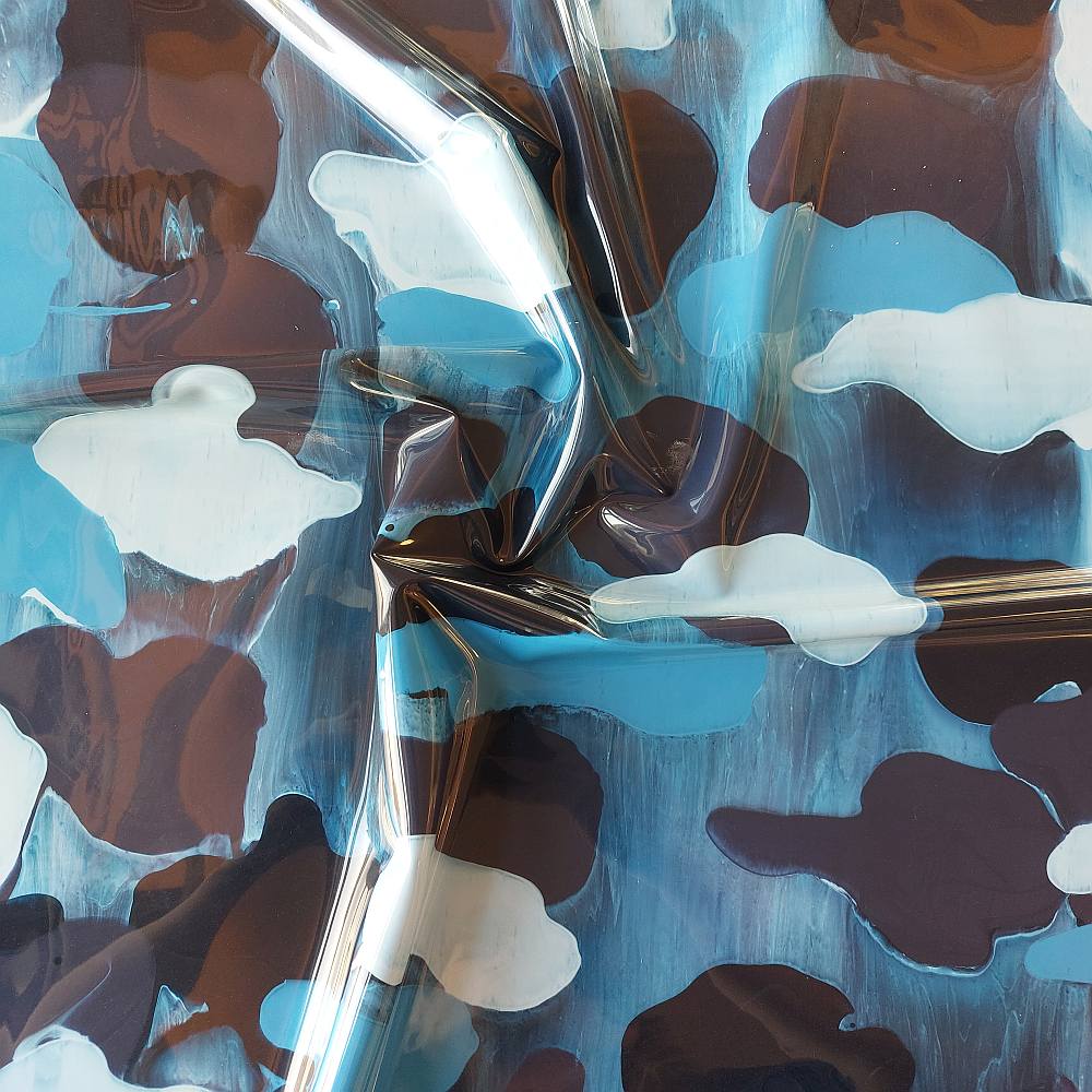 blue camouflage patterned latex sheet