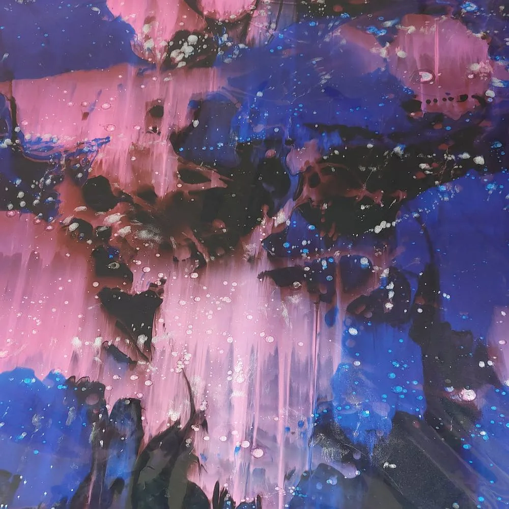 pink and blue galaxy latex sheet