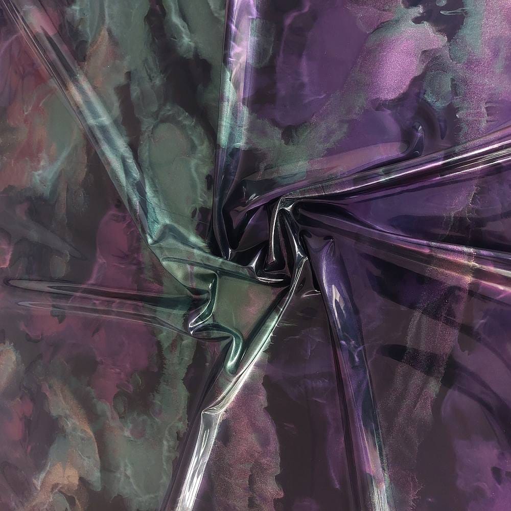 green and purple oil slick latex sheet