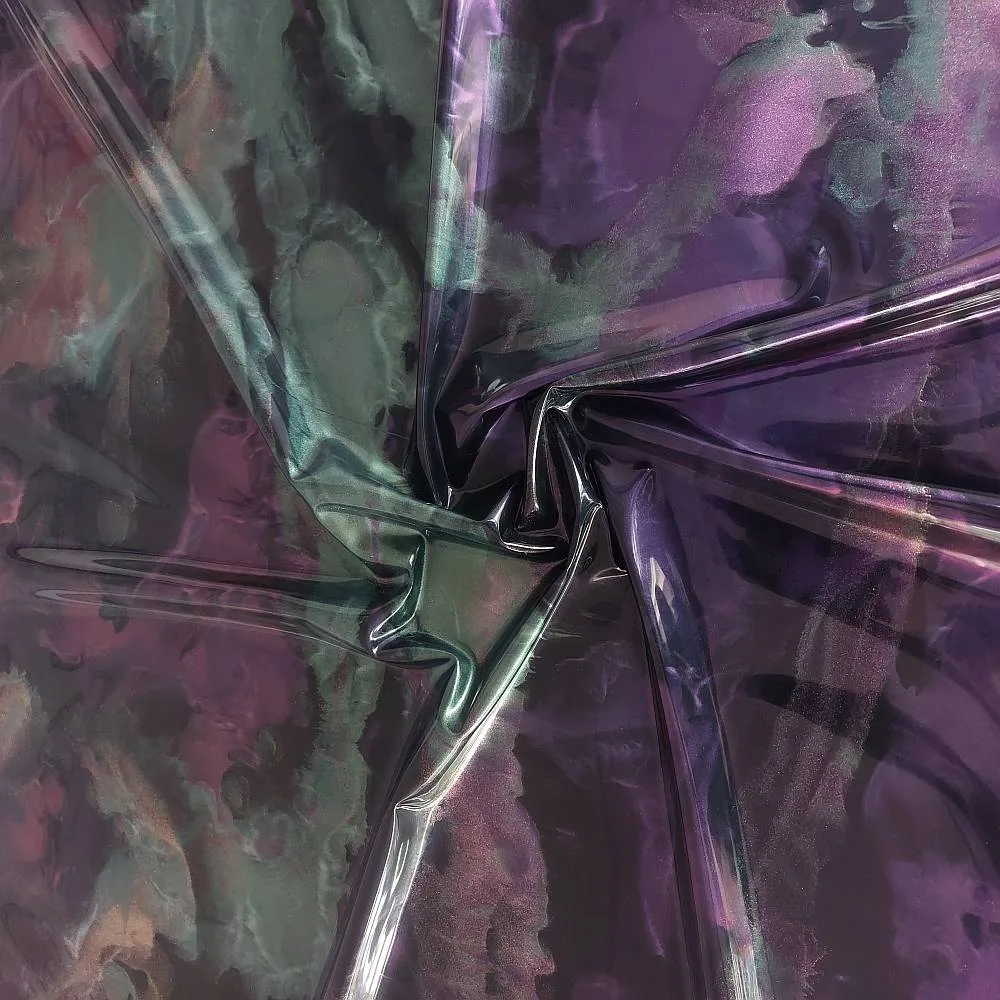 green and purple oil slick latex sheet