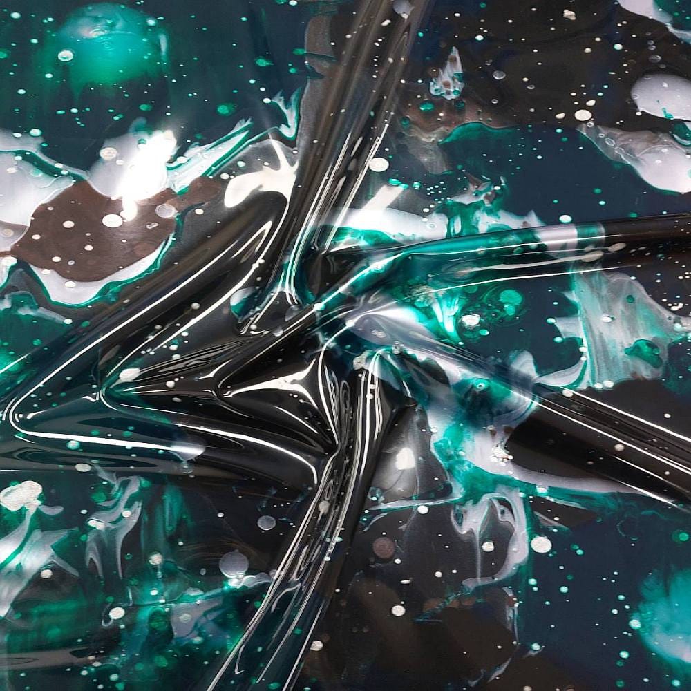green and black galaxy latex sheet