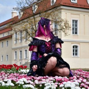 once in a lifetime by se'tyo latex dress in a castles park