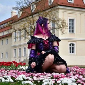 once in a lifetime by se'tyo latex dress in a castles park