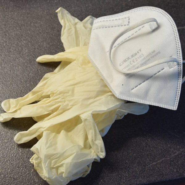 gloves and a mask