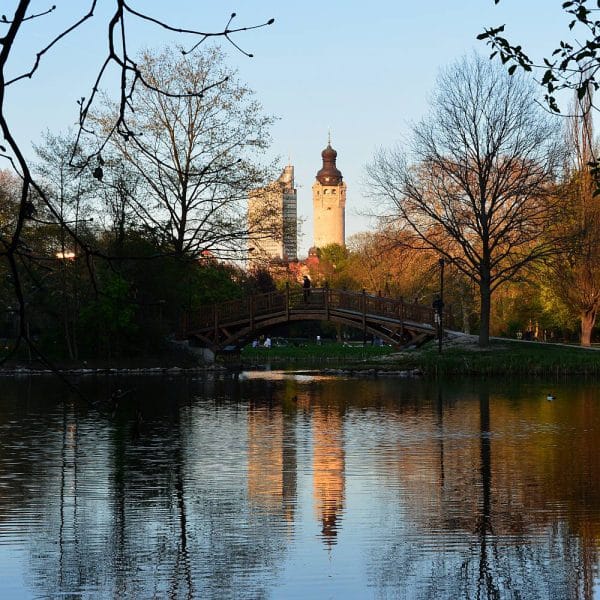 city hall of liepzig in a sunset scenery