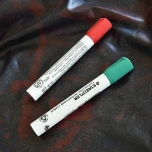 markers  on a latex sheet