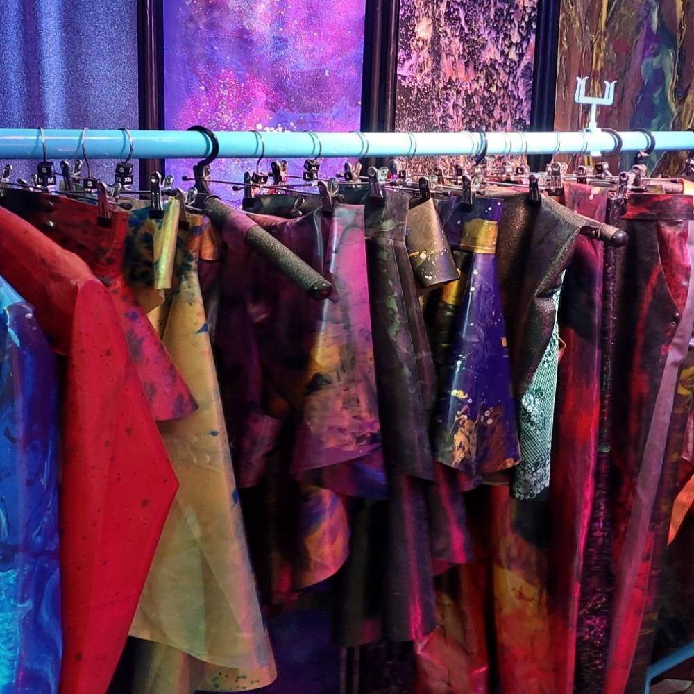 hanger with colorful latex items