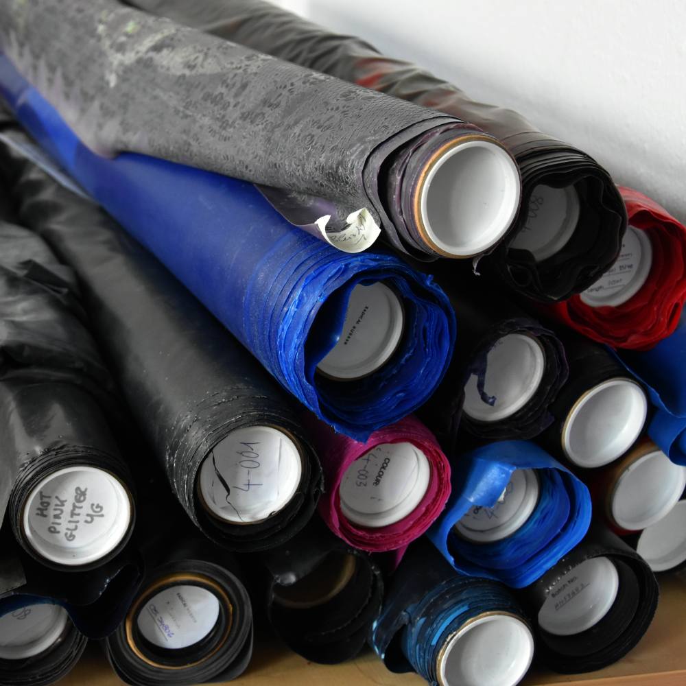 latex sheets on card rolls