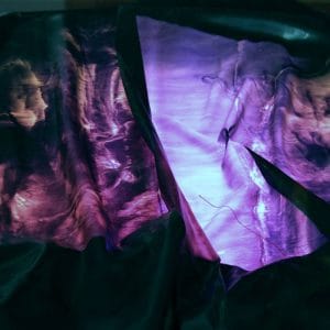 slightly brighter area showing a thinner bit of a latex sheet