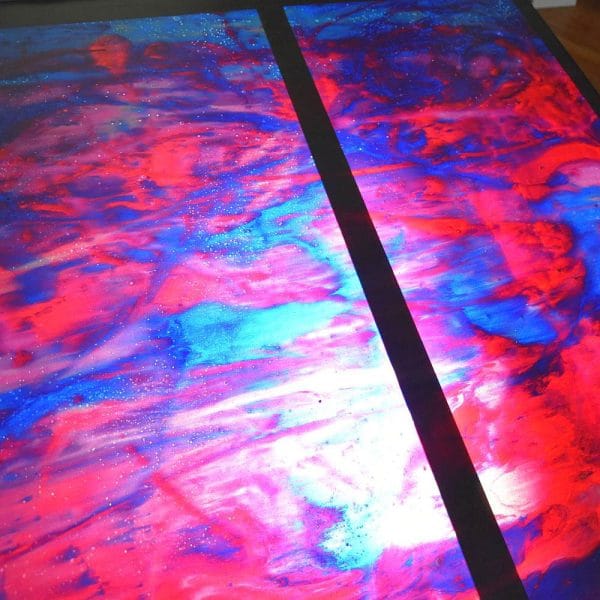 slightly brighter area showing a thinner bit of a latex sheet