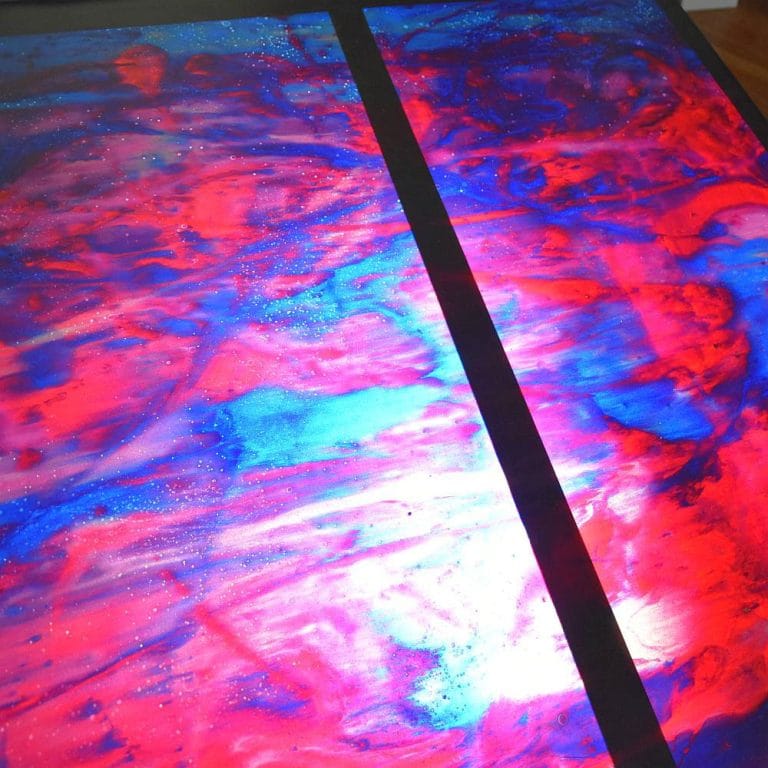 slightly brighter area showing a thinner bit of a latex sheet