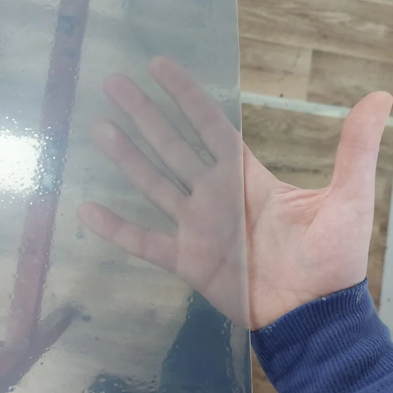 showing the translucency of a fresh crystal clear sheet