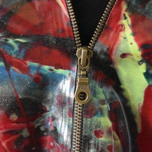 detail of a zipper in a vest