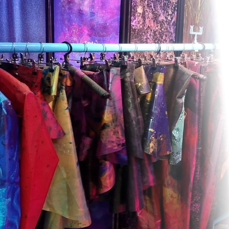 hanger with a selection of colorful latex items