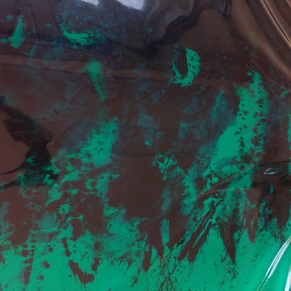 green and black splatter ombre latex sheet