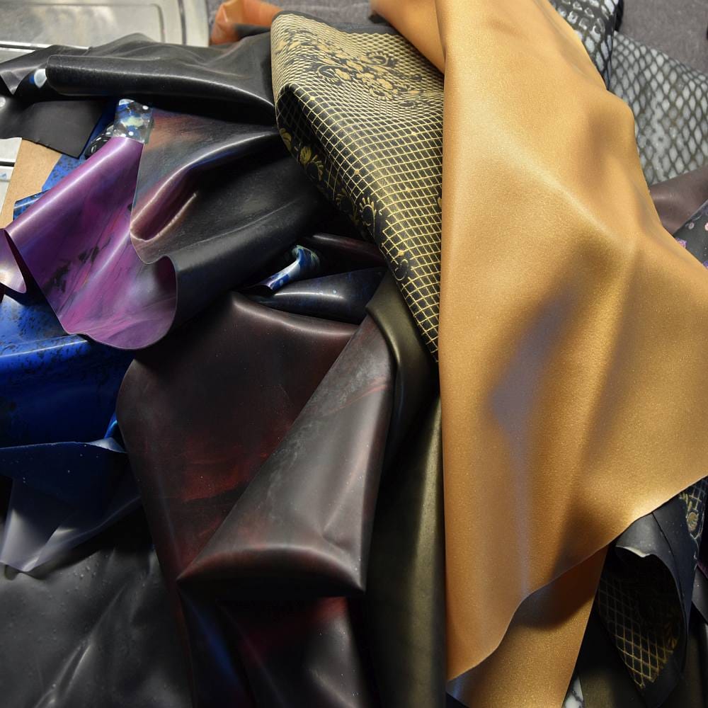 several different kinds and colos of latex sheet scraps
