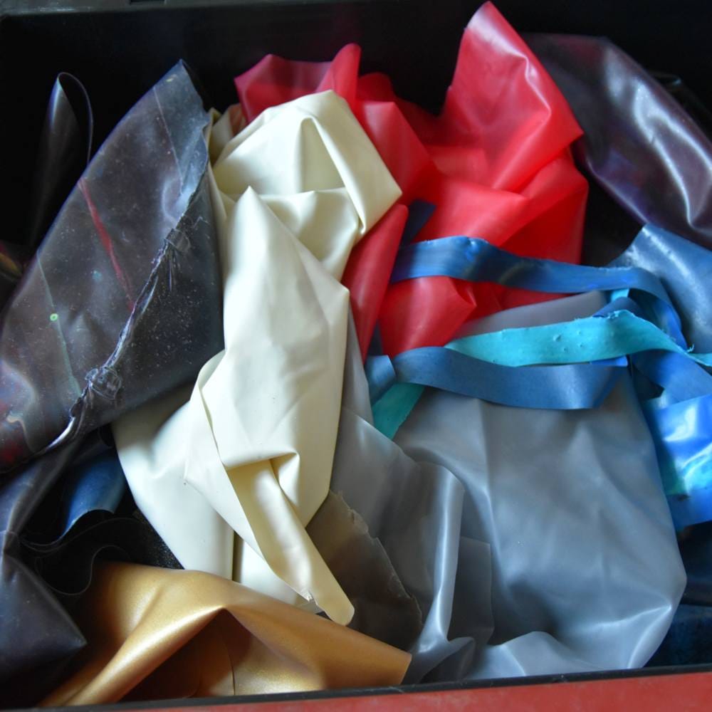 several different kinds and colors of latex sheet scraps
