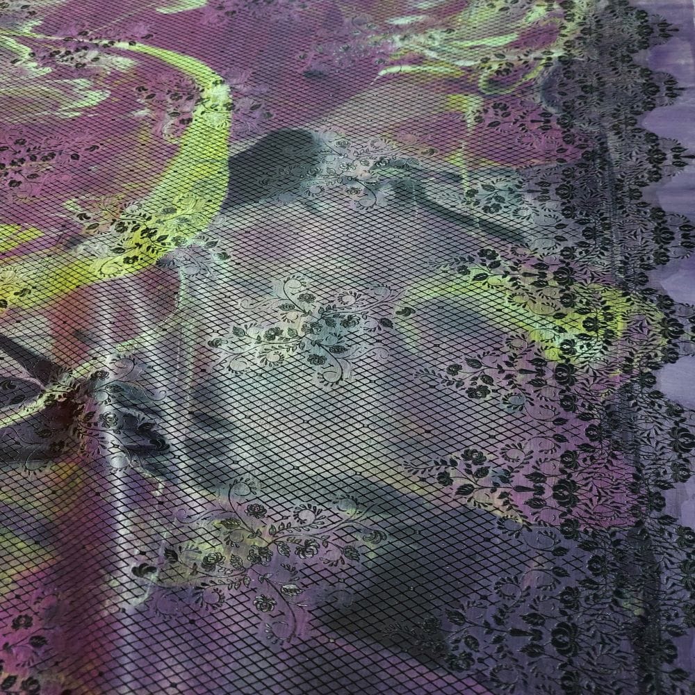 3d lace latex sheet by setyo in pink on a marbled background