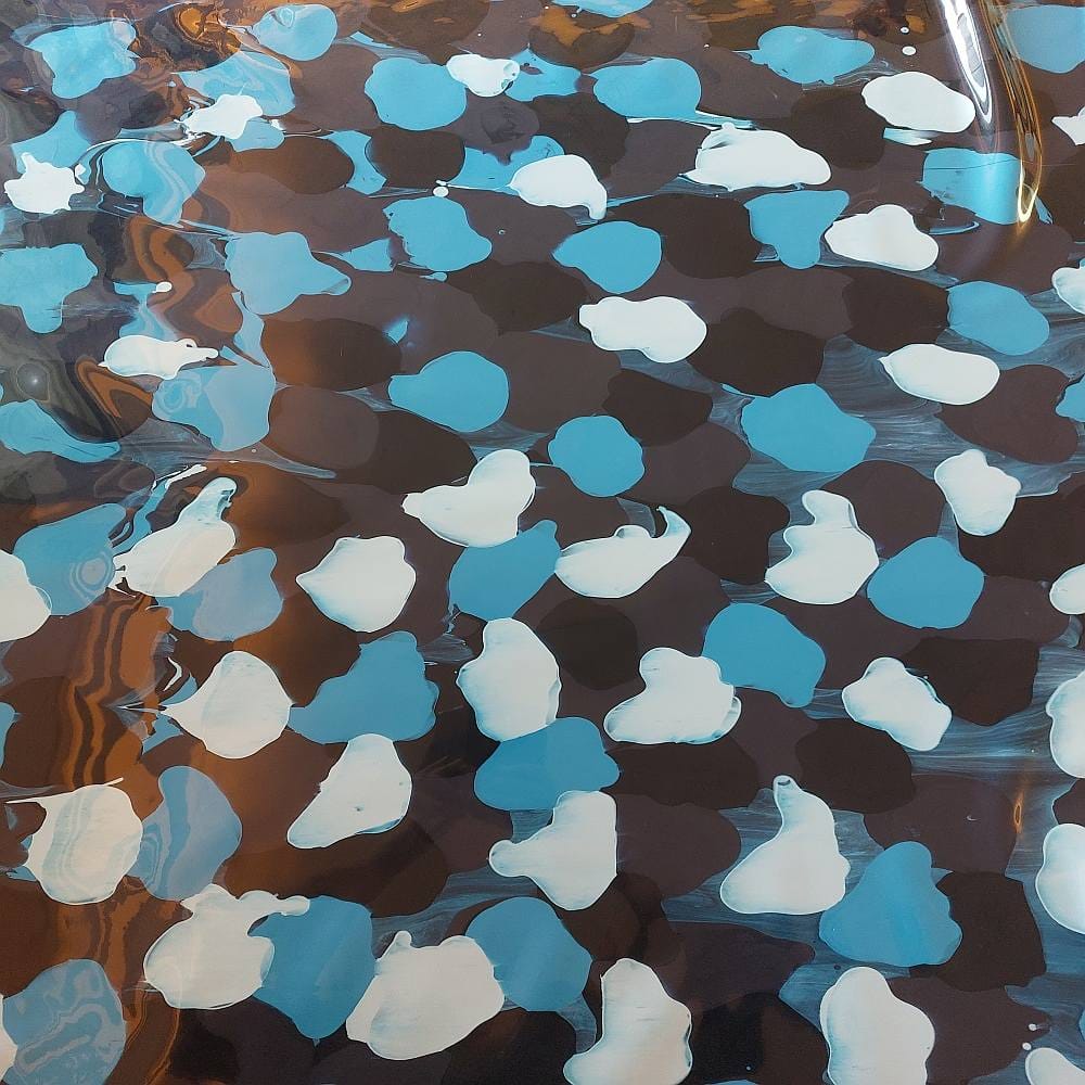 camoflage patterned latex in blueish colors