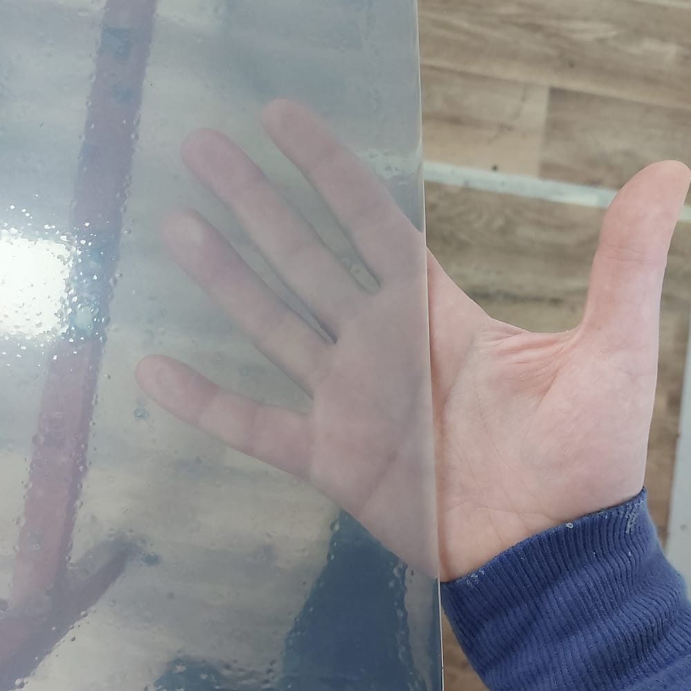 showing the translucency of a fresh crystal clear latex sheet