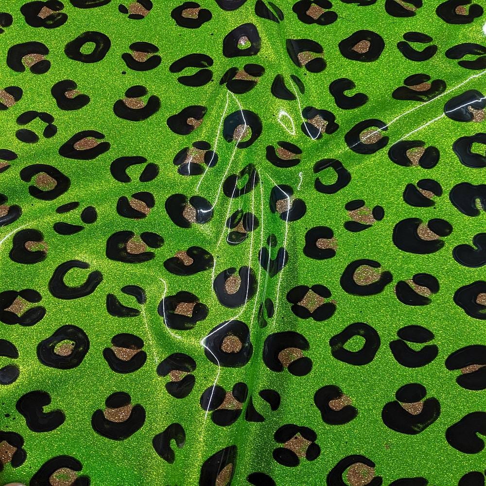 leopard pattern latex sheet in green with black dots