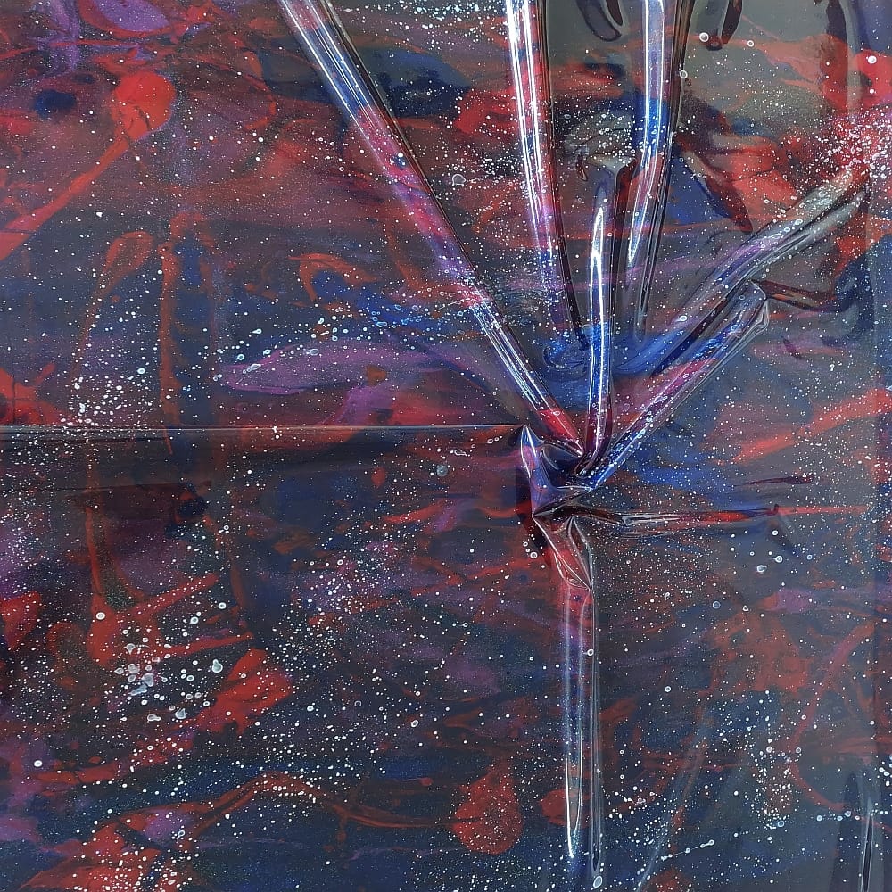 se'tyo's new nebula galaxy latex sheet in blue red and black