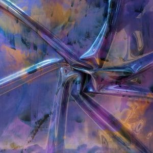 latex sheet in an oil slick pattern in orange and pink tones