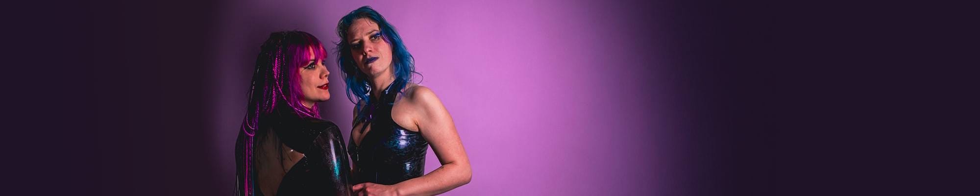 yuki and ruka presenting two dresses