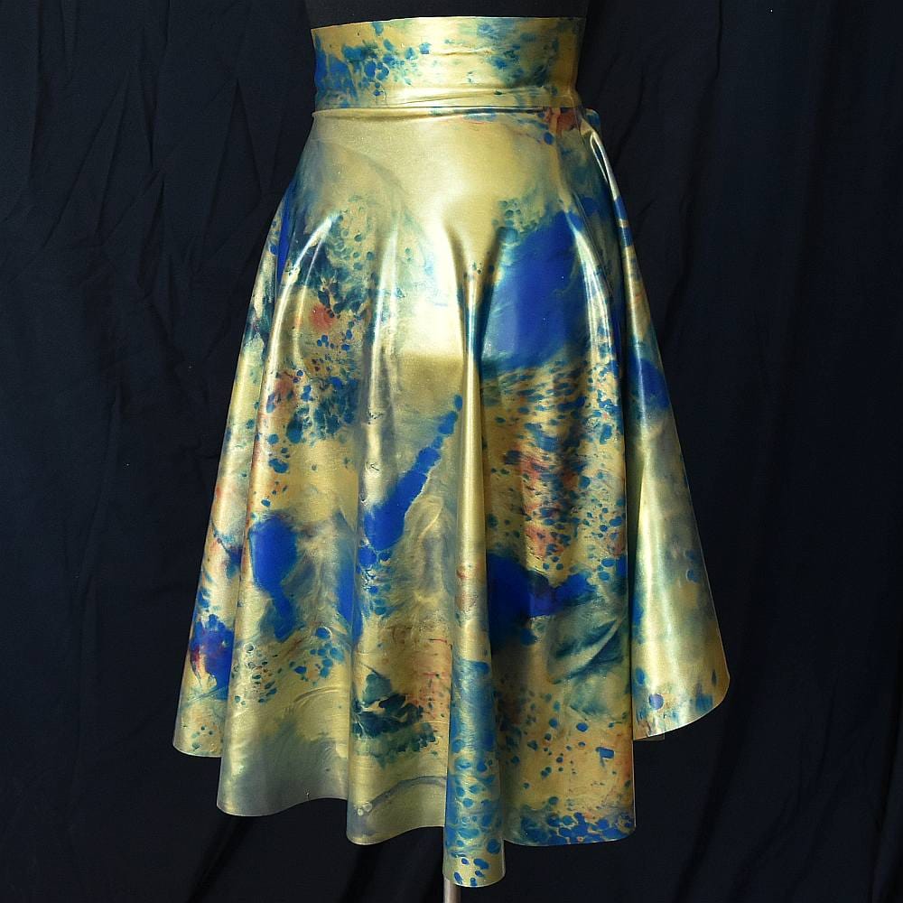 Se'tyo Bringing the Colors Back collection - Latex Belt Skirt (long, golden Splatter Pattern)