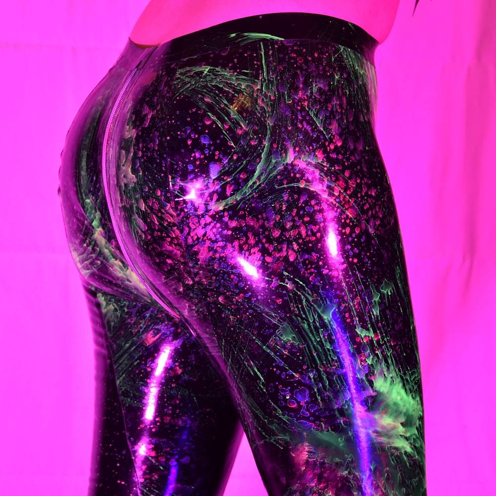Se'tyo Bringing the Colors Back collection - Latex Leggings (UV reactive Splatter Pattern)