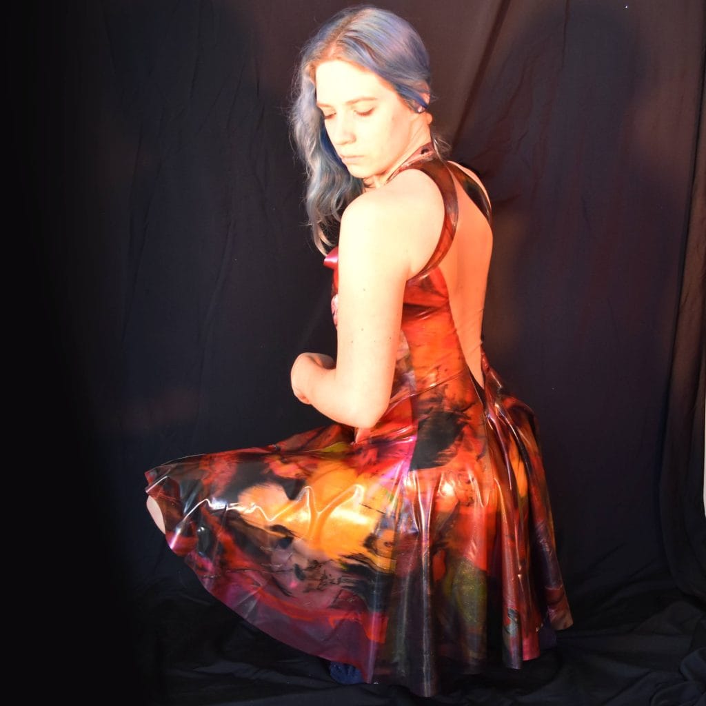 Se'tyo Bringing the Colors Back collection - Latex Sejine Dress (red-golden Marble Pattern)
