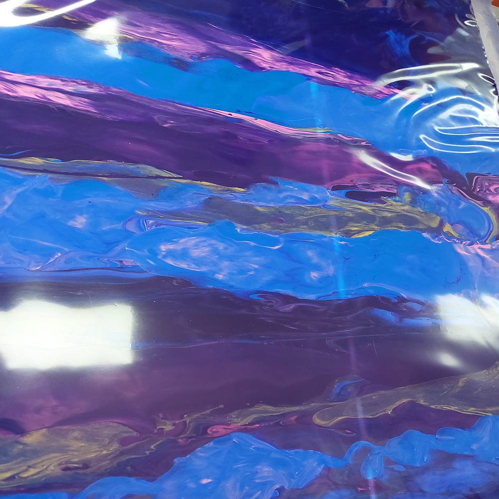 blue and purple latex sheet in a linear marble pattern