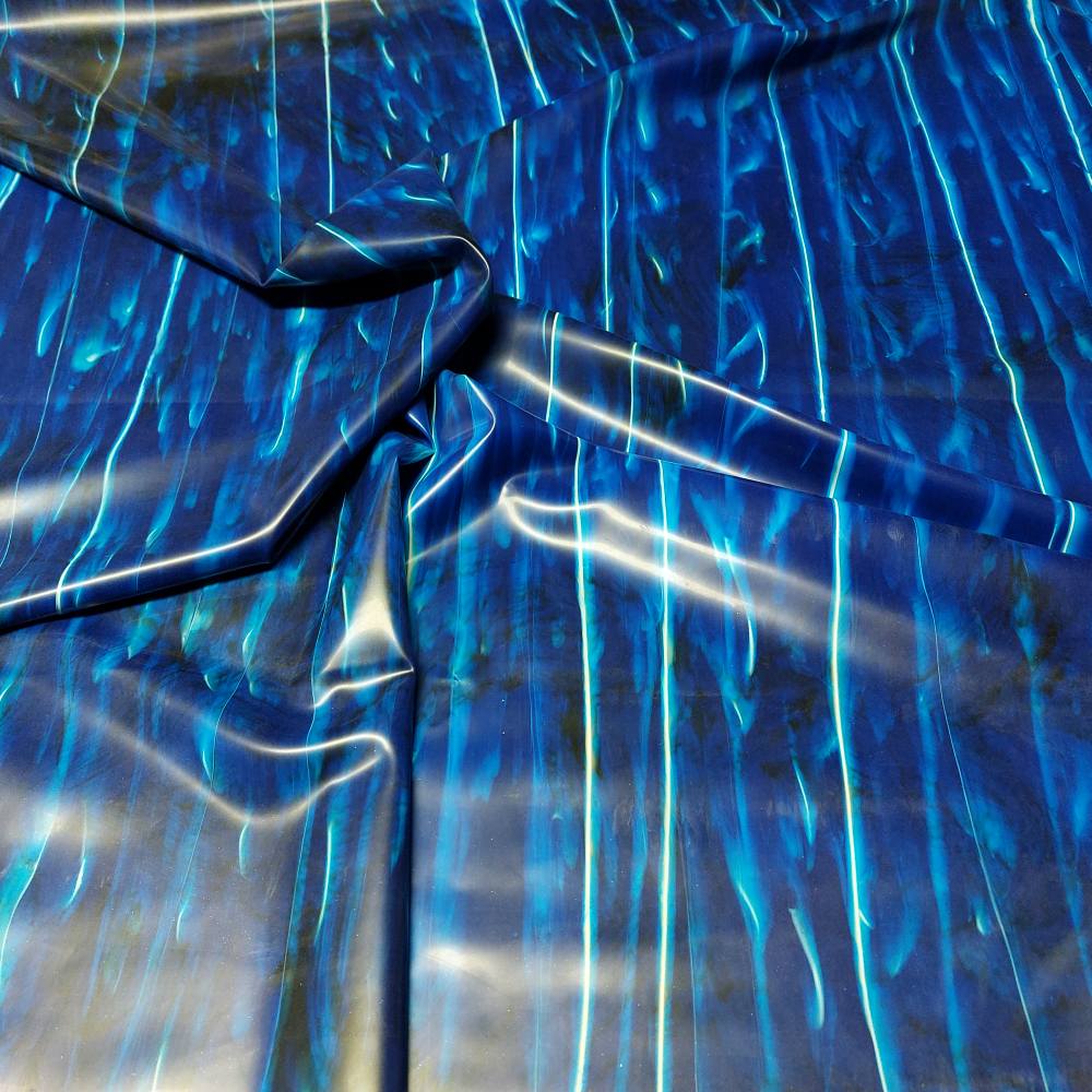 blue latex sheet with organic water patterns