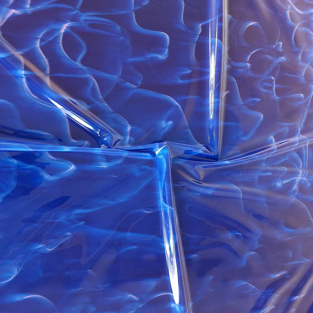 blue latex sheet with organic water patterns