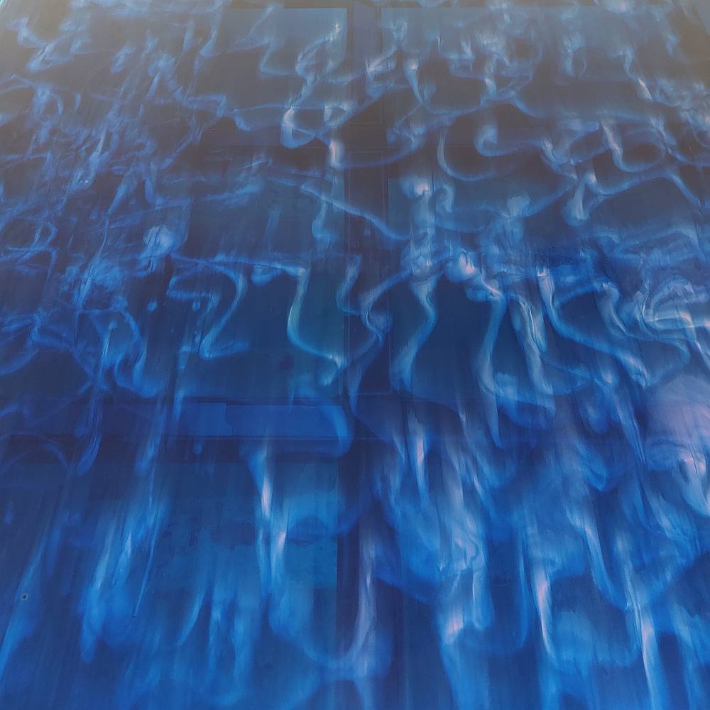 blue latex sheet with organic water patterns