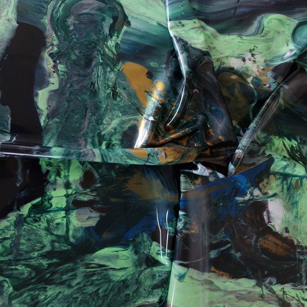 chaotic green marbled latex sheet