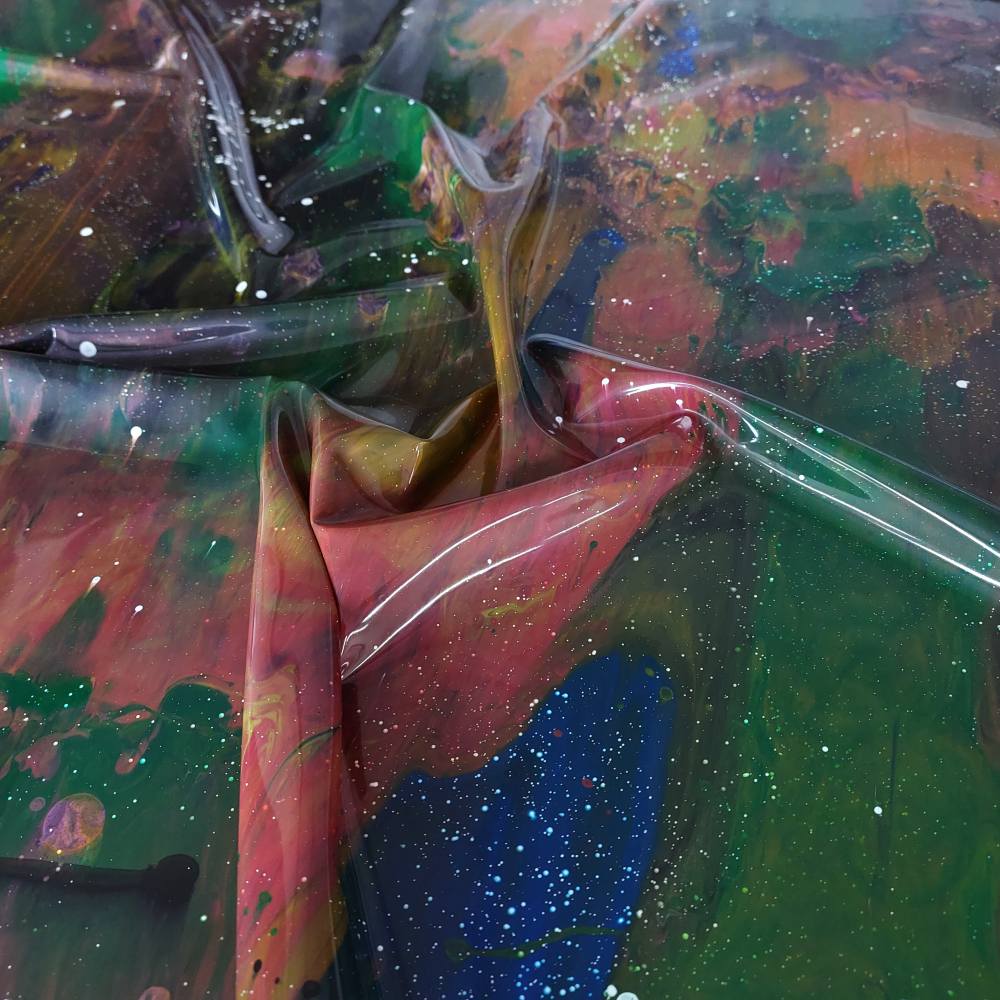 colorful latex sheet in galaxy pattern