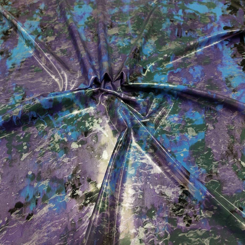 latex sheet in a purple and blue splatter pattern