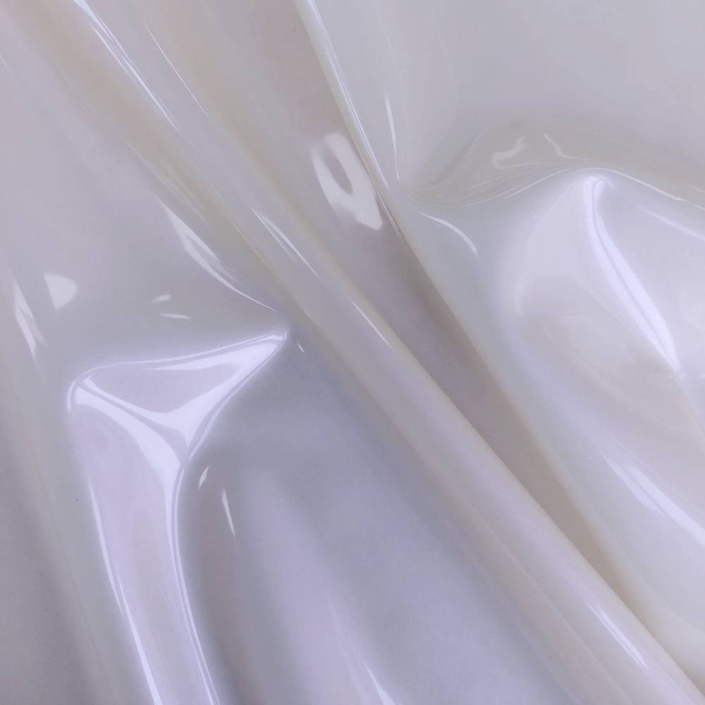 white latex sheet with blue-purple shimmer